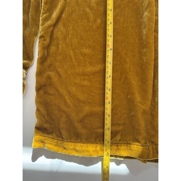 Sundance Velvet Silk Blend Tunic Top XS Gold Mustard Long Sleeve Boho Luxe - Picture 5 of 7